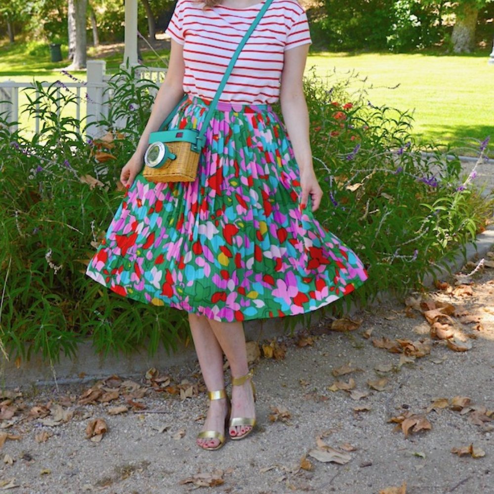 J Crew Pleated Midi Skirt in Confetti Floral Sz 2